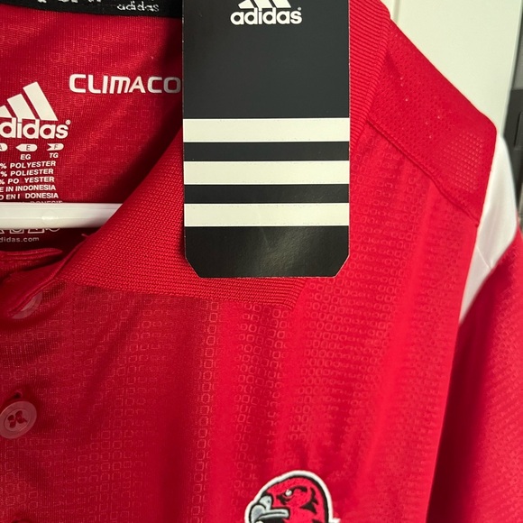 Adidas NWT University of Miami Redhawks Mens XL Polo shirt Red & White - Picture 5 of 9